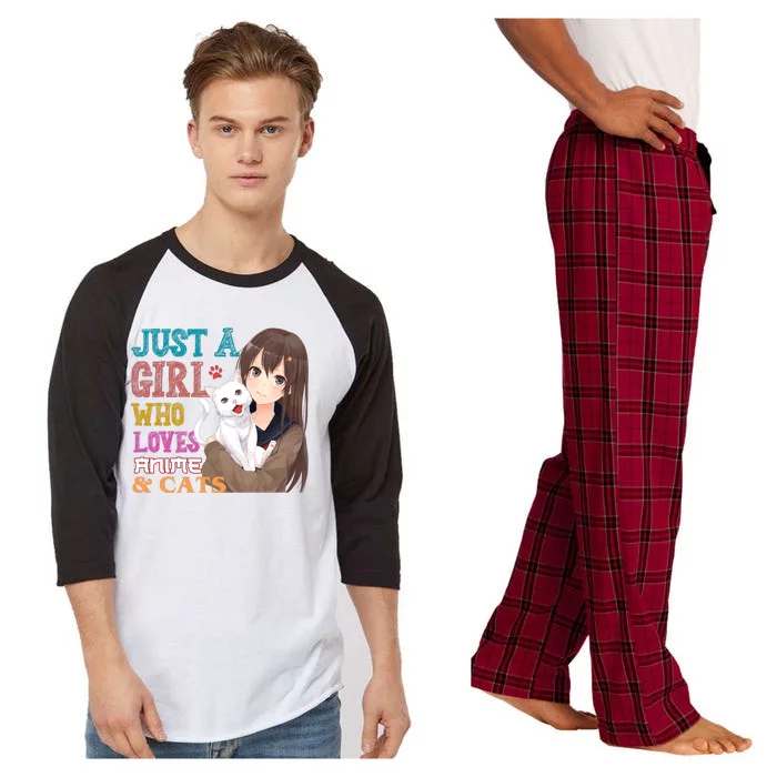 Just A Girl Who Loves Anime And Cats Raglan Sleeve Pajama Set