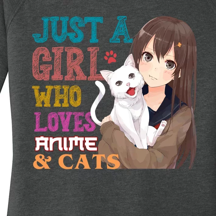 Just A Girl Who Loves Anime And Cats Women's Perfect Tri Tunic Long Sleeve Shirt