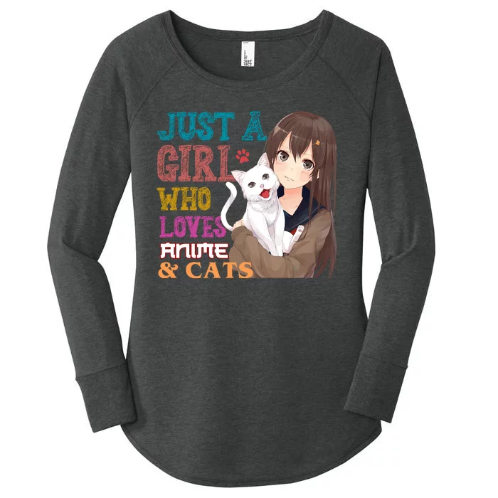 Just A Girl Who Loves Anime And Cats Women's Perfect Tri Tunic Long Sleeve Shirt