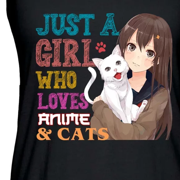 Just A Girl Who Loves Anime And Cats Ladies Essential Flowy Tank