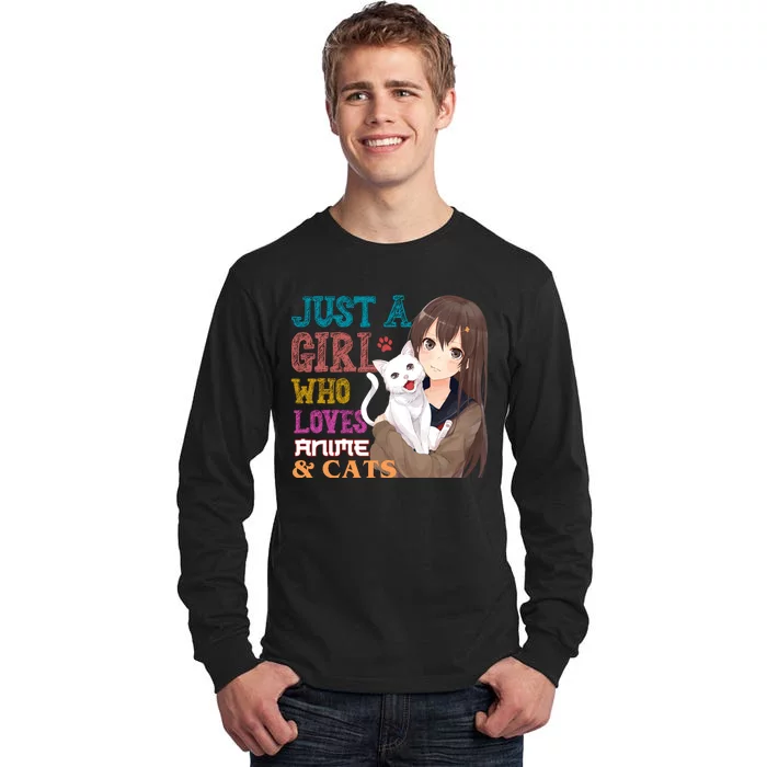 Just A Girl Who Loves Anime And Cats Tall Long Sleeve T-Shirt