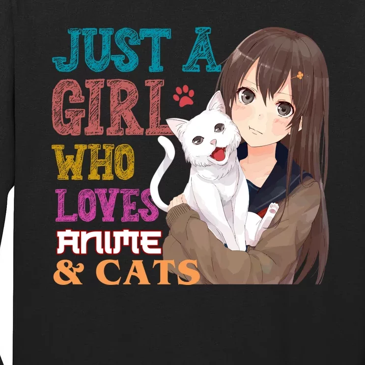 Just A Girl Who Loves Anime And Cats Tall Long Sleeve T-Shirt