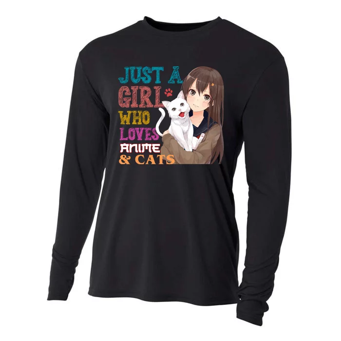 Just A Girl Who Loves Anime And Cats Cooling Performance Long Sleeve Crew