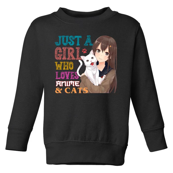 Just A Girl Who Loves Anime And Cats Toddler Sweatshirt