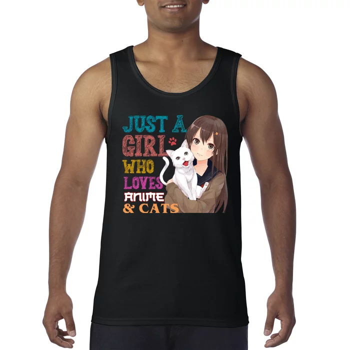 Just A Girl Who Loves Anime And Cats Tank Top