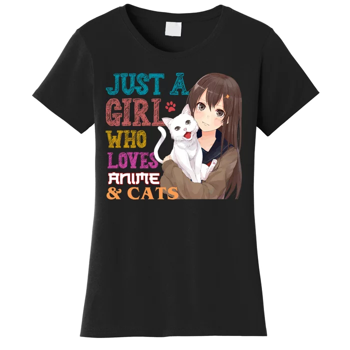 Just A Girl Who Loves Anime And Cats Women's T-Shirt