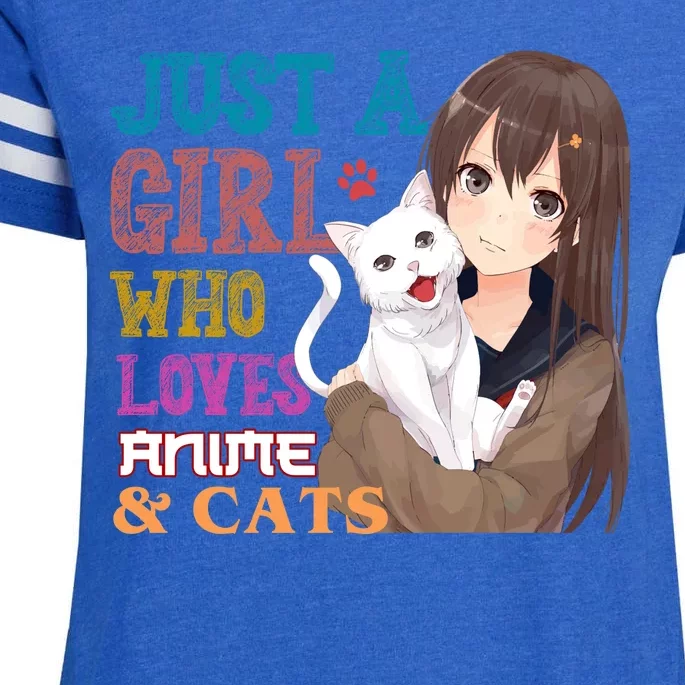 Just A Girl Who Loves Anime And Cats Enza Ladies Jersey Football T-Shirt