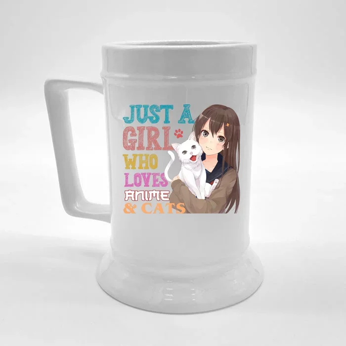 Just A Girl Who Loves Anime And Cats Front & Back Beer Stein