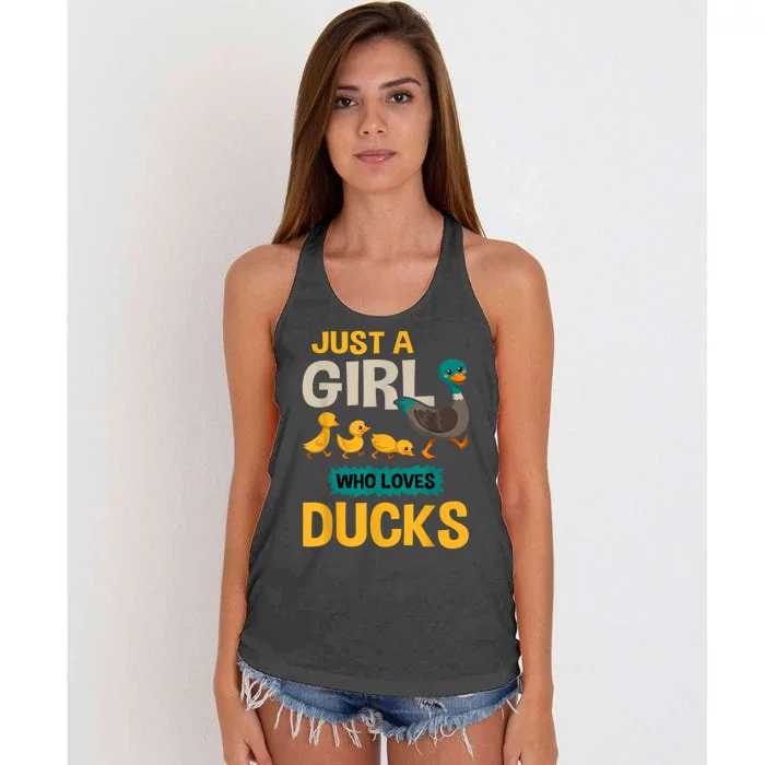 Just A Girl Who Loves Ducks Funny Duck Lover Women's Knotted Racerback Tank