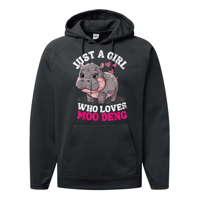 Just A Girl Who Loves Moo Deng Performance Fleece Hoodie