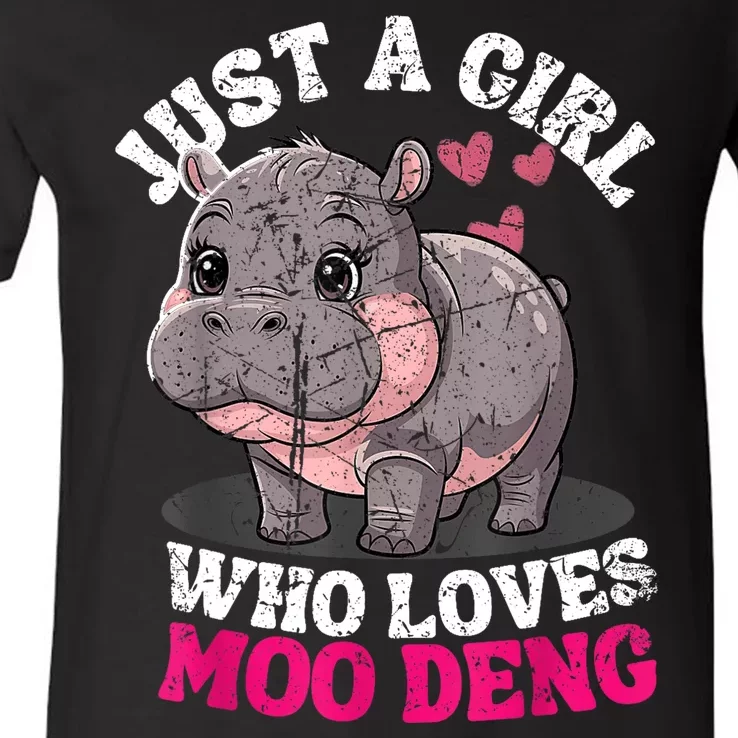 Just A Girl Who Loves Moo Deng V-Neck T-Shirt