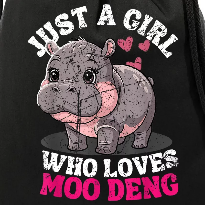 Just A Girl Who Loves Moo Deng Drawstring Bag