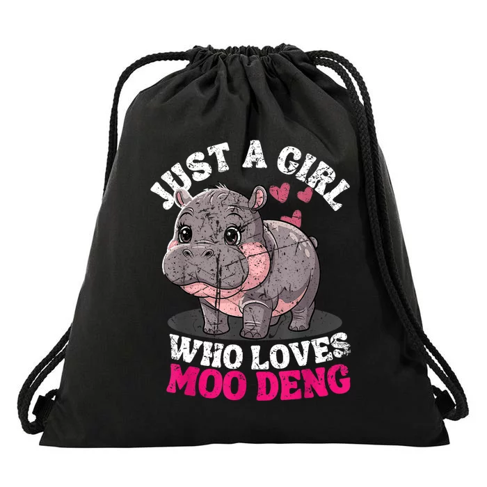 Just A Girl Who Loves Moo Deng Drawstring Bag