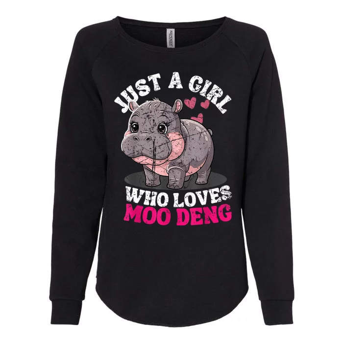 Just A Girl Who Loves Moo Deng Womens California Wash Sweatshirt