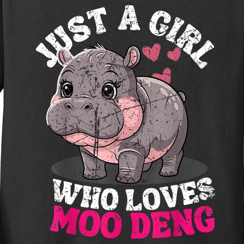 Just A Girl Who Loves Moo Deng Kids Long Sleeve Shirt