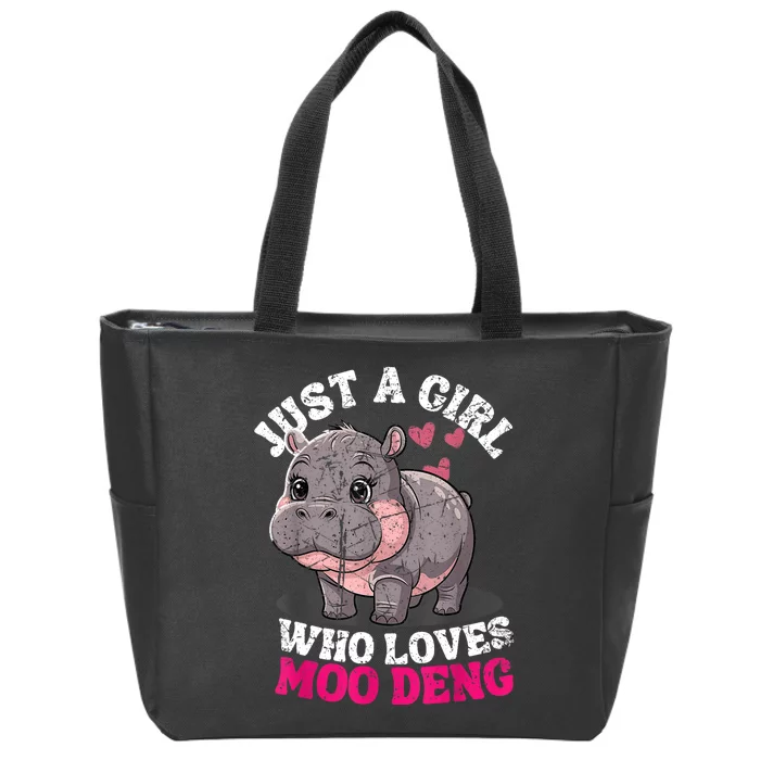 Just A Girl Who Loves Moo Deng Zip Tote Bag