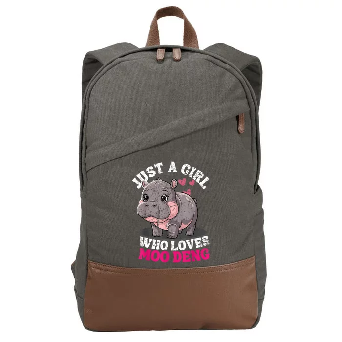 Just A Girl Who Loves Moo Deng Cotton Canvas Backpack