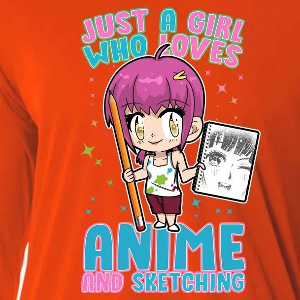 Just A Girl Who Loves Anime And Sketching Cooling Performance Long Sleeve Crew