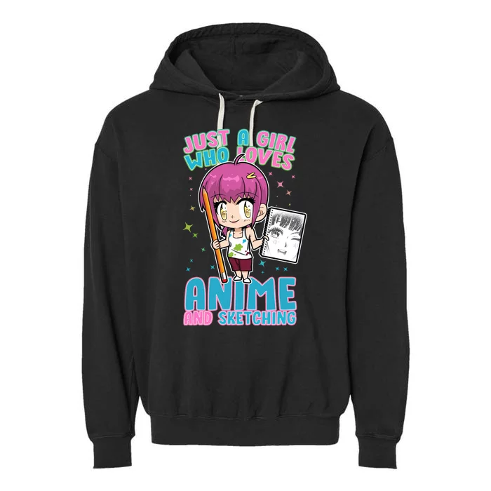 Just A Girl Who Loves Anime And Sketching Garment-Dyed Fleece Hoodie