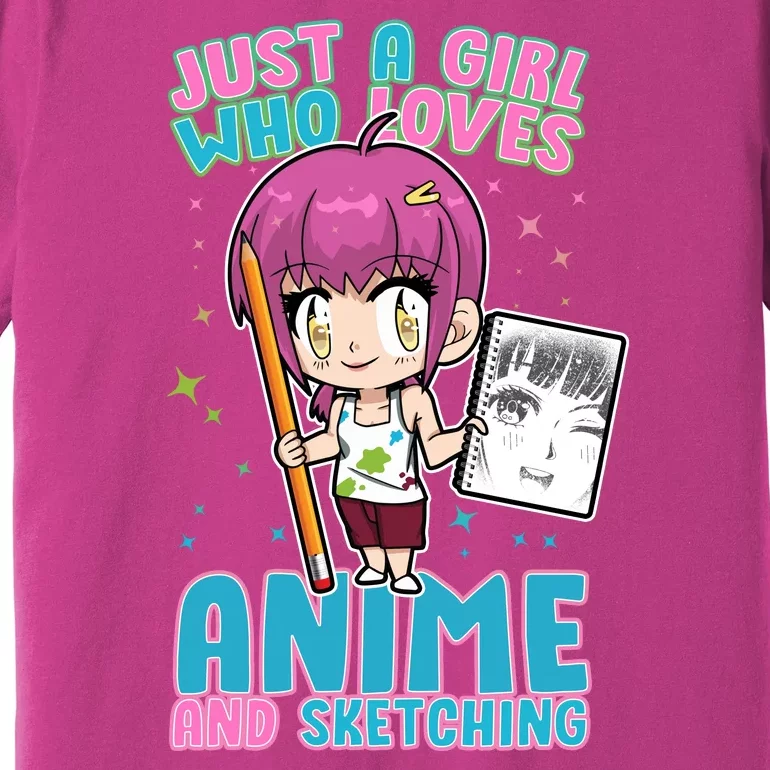 Just A Girl Who Loves Anime And Sketching Premium T-Shirt