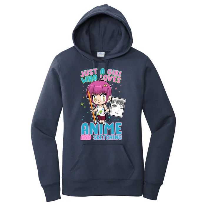 Just A Girl Who Loves Anime And Sketching Women's Pullover Hoodie