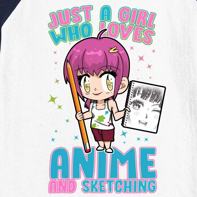 Just A Girl Who Loves Anime And Sketching Baseball Sleeve Shirt