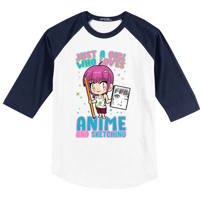 Just A Girl Who Loves Anime And Sketching Baseball Sleeve Shirt