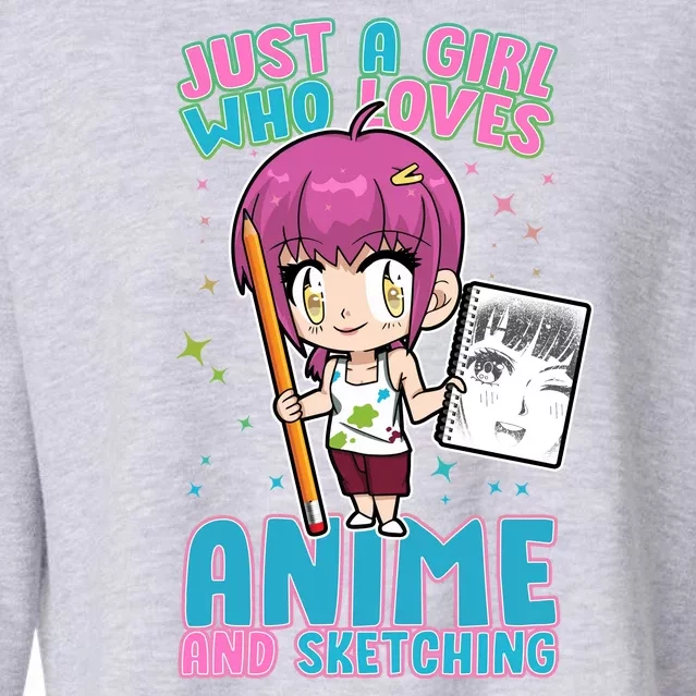 Just A Girl Who Loves Anime And Sketching Cropped Pullover Crew