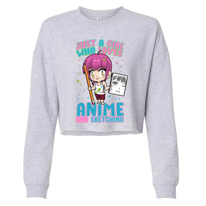 Just A Girl Who Loves Anime And Sketching Cropped Pullover Crew