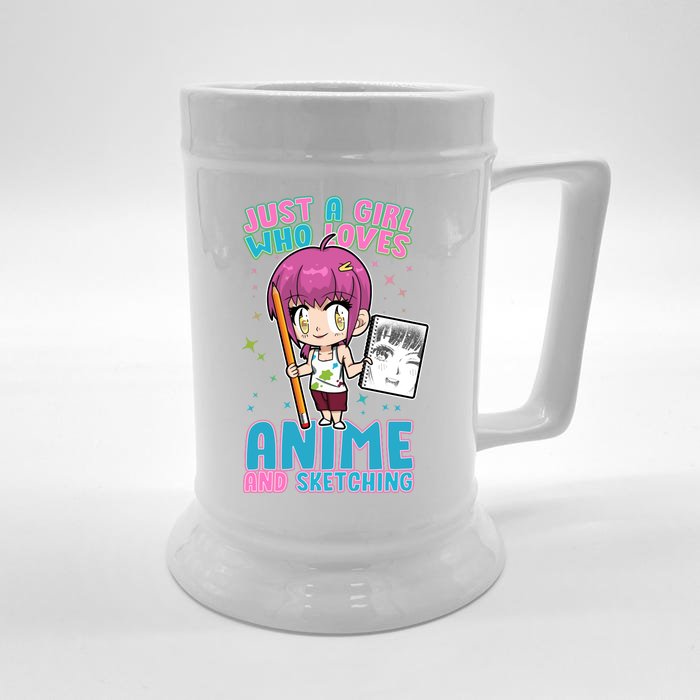 Just A Girl Who Loves Anime And Sketching Front & Back Beer Stein