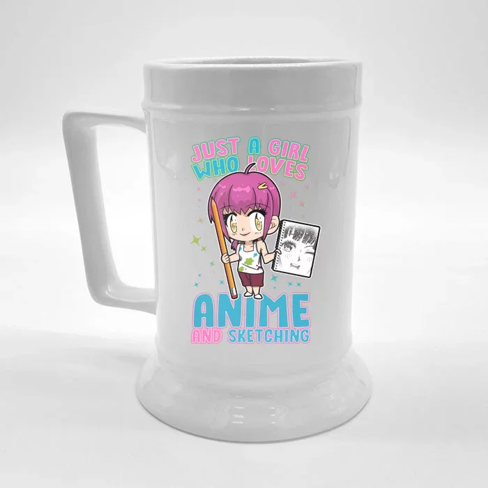 Just A Girl Who Loves Anime And Sketching Front & Back Beer Stein