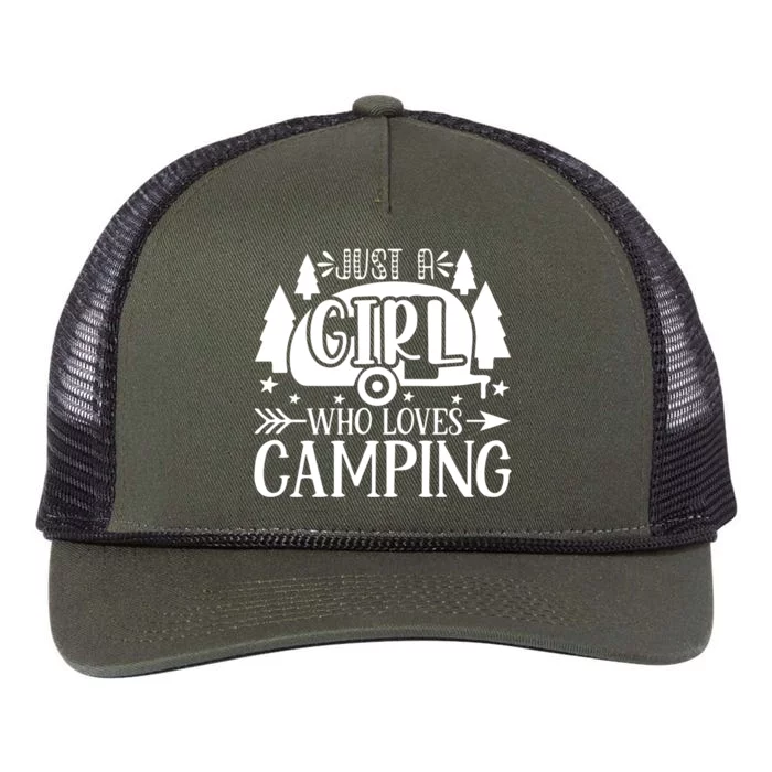 Just A Girl Who Loves Camping Retro Rope Trucker Hat Cap