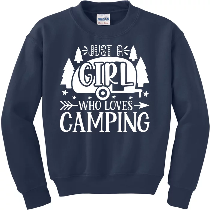 Just A Girl Who Loves Camping Kids Sweatshirt