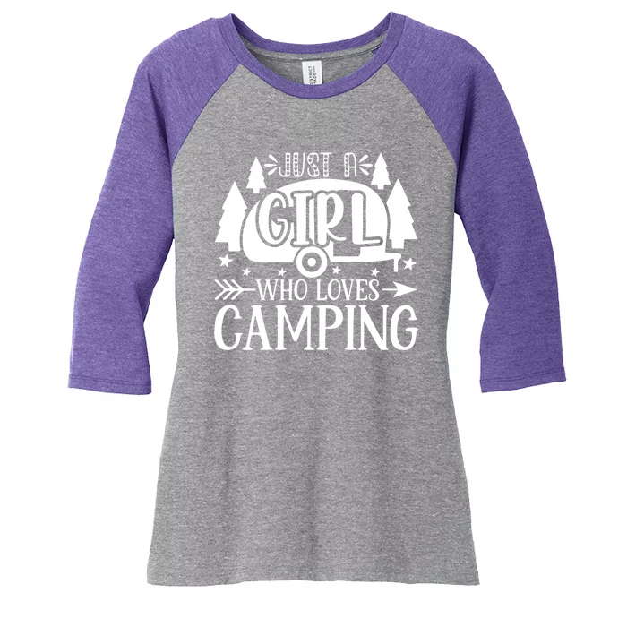 Just A Girl Who Loves Camping Women's Tri-Blend 3/4-Sleeve Raglan Shirt