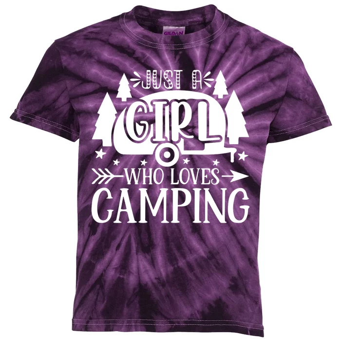 Just A Girl Who Loves Camping Kids Tie-Dye T-Shirt