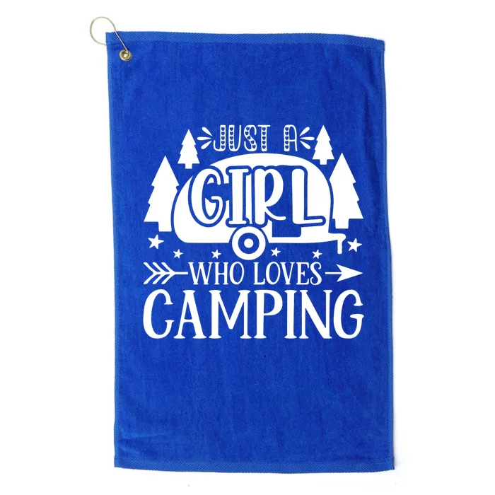 Just A Girl Who Loves Camping Platinum Collection Golf Towel