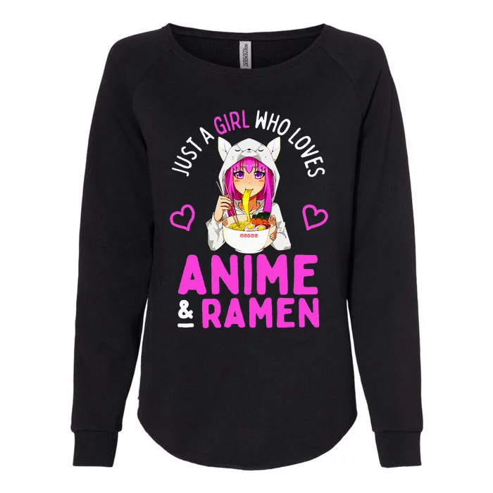 Just a Girl Who Loves Anime and Ra Bowl Japanese Womens California Wash Sweatshirt