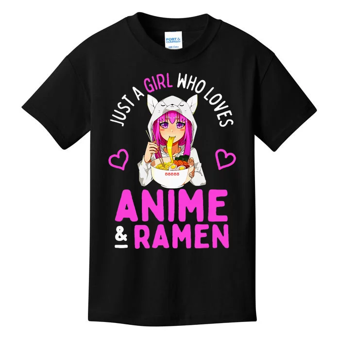 Just a Girl Who Loves Anime and Ra Bowl Japanese Kids T-Shirt