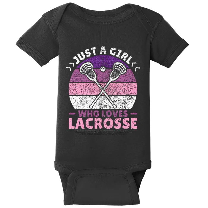 Just A Girl Who Loves Lacrosse Player Lax Lovers Lacrosse Baby Bodysuit