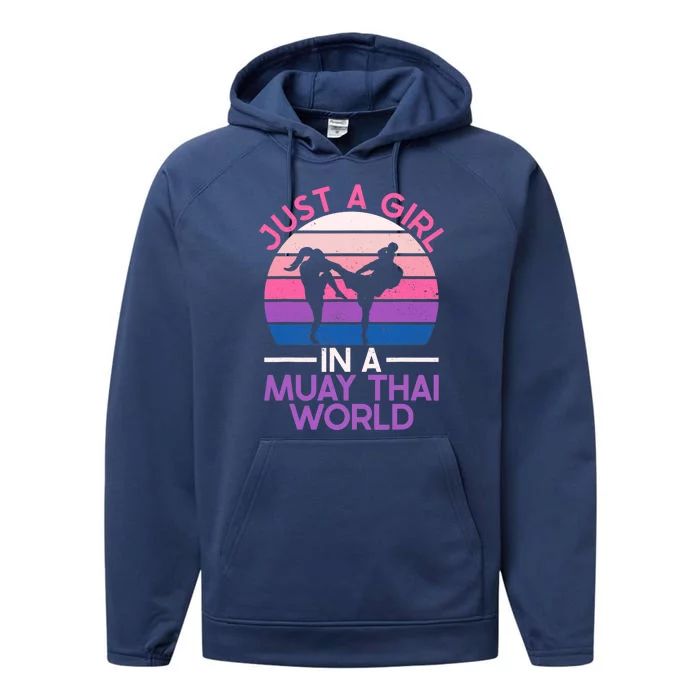 Just A Girl In A Muay Thai World Muay Thai Boxing Performance Fleece Hoodie