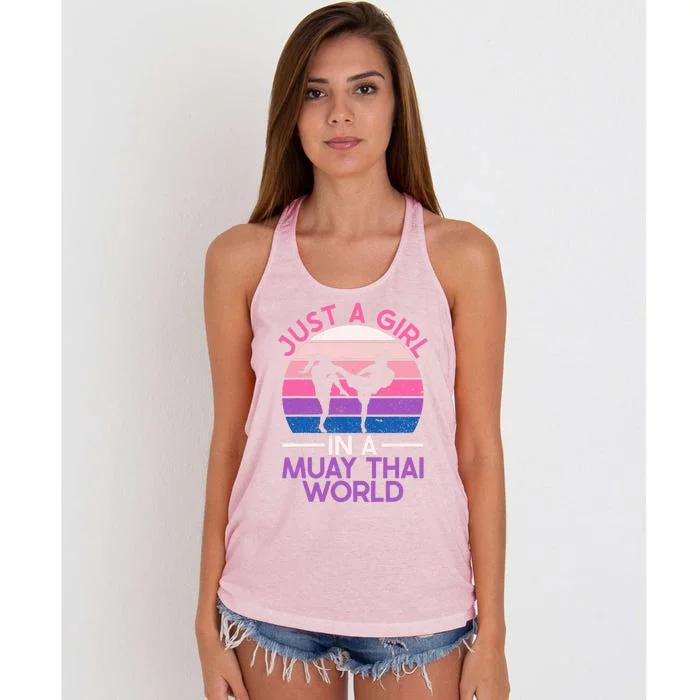 Just A Girl In A Muay Thai World Muay Thai Boxing Women's Knotted Racerback Tank