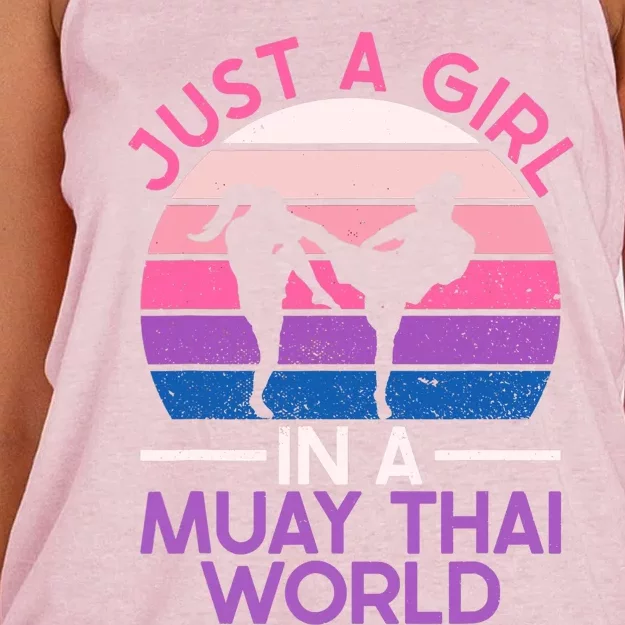 Just A Girl In A Muay Thai World Muay Thai Boxing Women's Knotted Racerback Tank