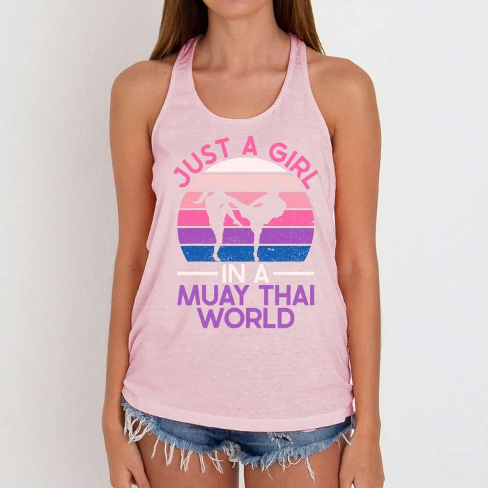 Just A Girl In A Muay Thai World Muay Thai Boxing Women's Knotted Racerback Tank