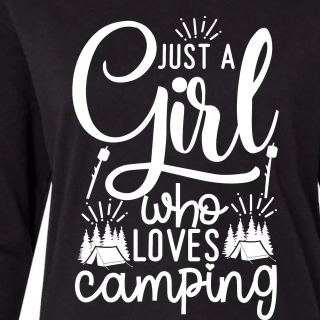 Just A Girlss Who Loves Camping Womens Cotton Relaxed Long Sleeve T-Shirt