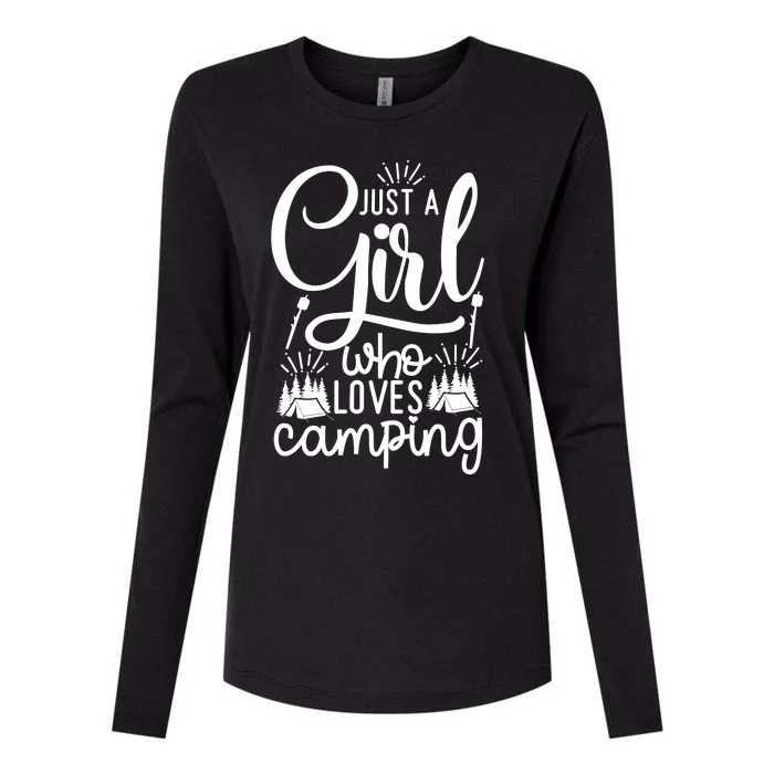 Just A Girlss Who Loves Camping Womens Cotton Relaxed Long Sleeve T-Shirt