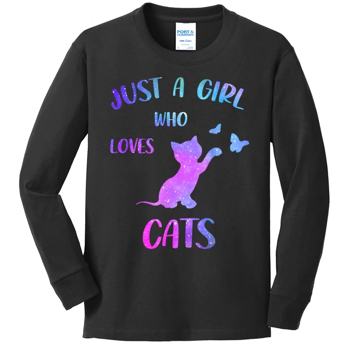 Just A Girl Who Loves Cats Kids Long Sleeve Shirt