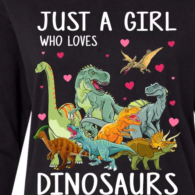 Just A Girl Who Loves Dinosaurs T Rex Dinosaur Gift Girls Womens Cotton Relaxed Long Sleeve T-Shirt