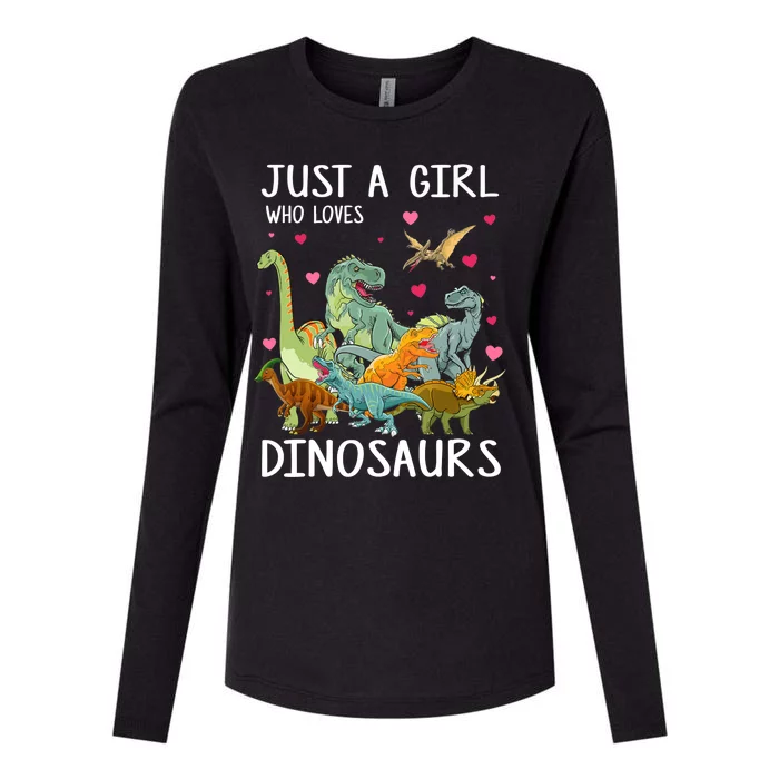 Just A Girl Who Loves Dinosaurs T Rex Dinosaur Gift Girls Womens Cotton Relaxed Long Sleeve T-Shirt