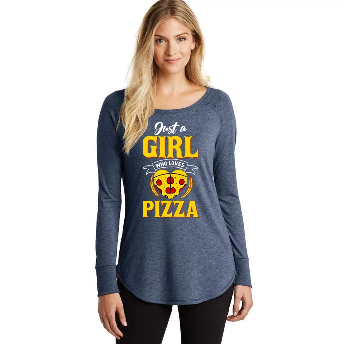 Just A Girl Who Loves Pizza Cute Pizza Lover Girls Wo Women's Perfect Tri Tunic Long Sleeve Shirt