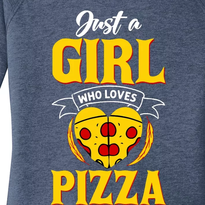 Just A Girl Who Loves Pizza Cute Pizza Lover Girls Wo Women's Perfect Tri Tunic Long Sleeve Shirt